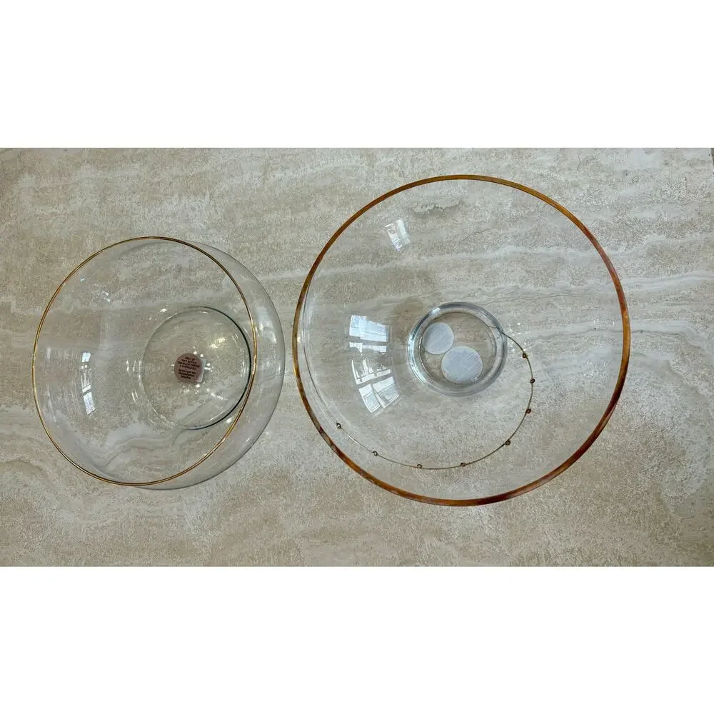Pier 1 Gold Rim Glass Bowl Serving Floating Candles 9